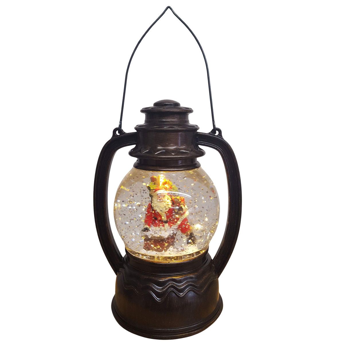 Christmas Lantern with LED Water Globe -Santa Claus