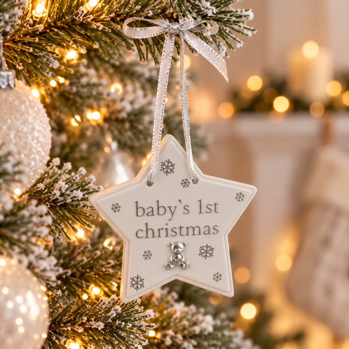 Bambino Christmas Tree Hanging Decoration - Baby's 1st Christmas Star
