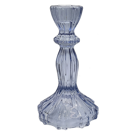 Blue Glass Dinner Candle Holders 8x16cm - Various Sets