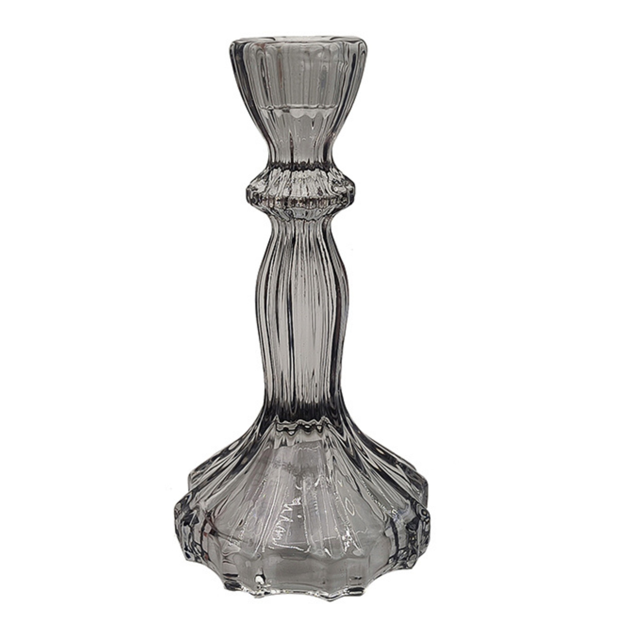 Grey Glass Candle Holders 8x16cm - Various Sets