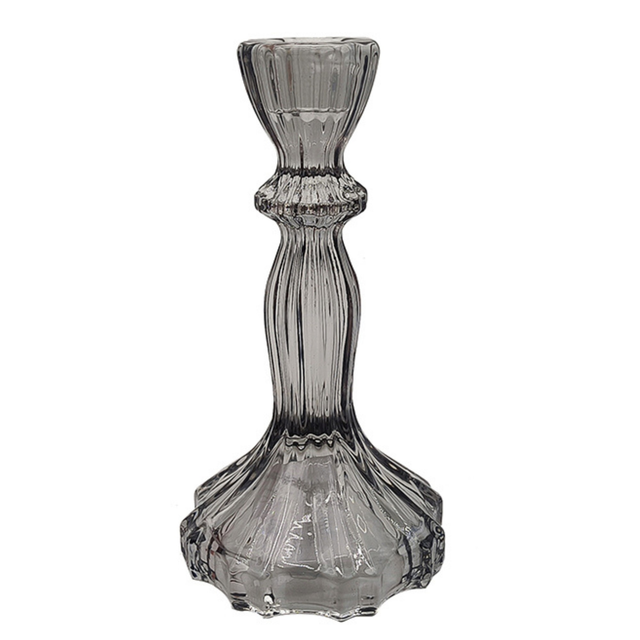 Grey Glass Candle Holders 8x16cm - Various Sets