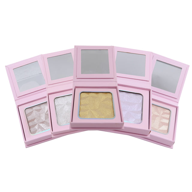 Krystina's Collection Shimmer Highlighter Powder Compact with Mirror - Various Colours
