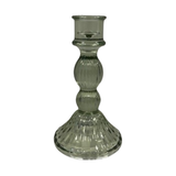 Satchville Vintage Green Ribbed Glass Dinner Candle Holders - Various Sets