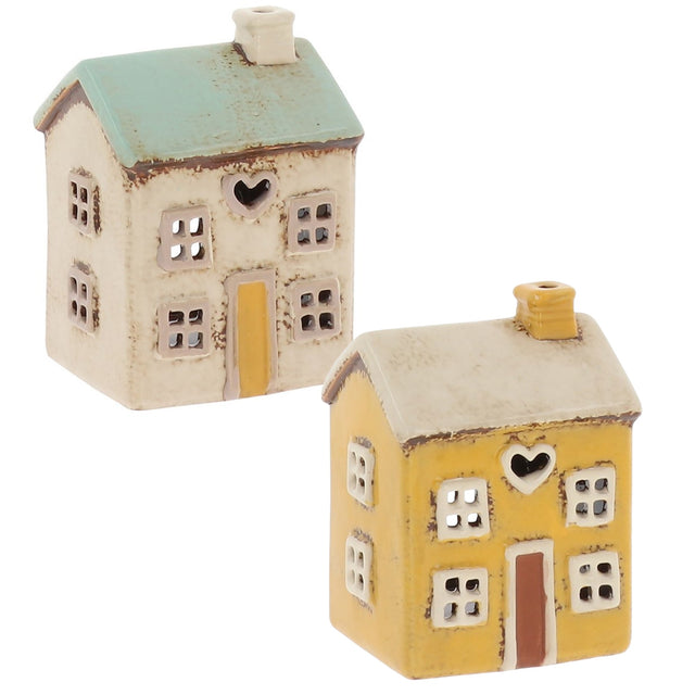 Village Pottery Mini Heart House Tea Light Holder - Various Colours