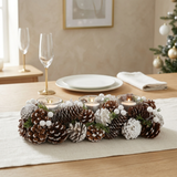 Christmas Tea Light Candle Holders - Three Holders with Pine Cones - Various Colours