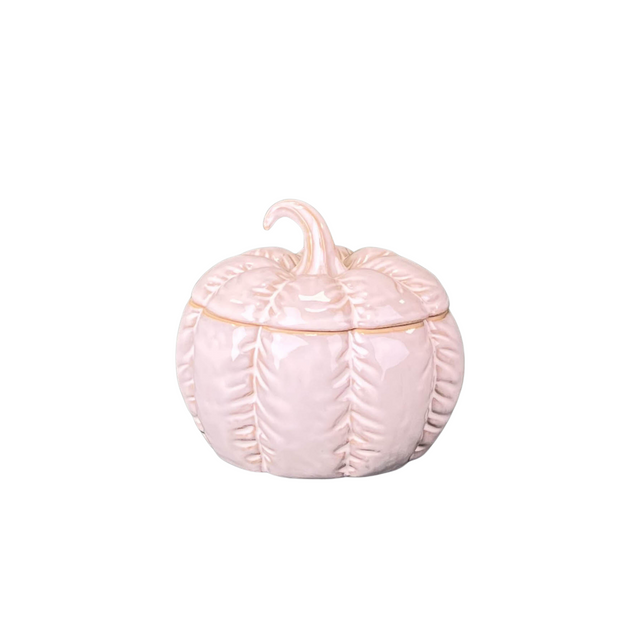 Glazed Ceramic Pumpkin Jar with Textured Detail 11cm