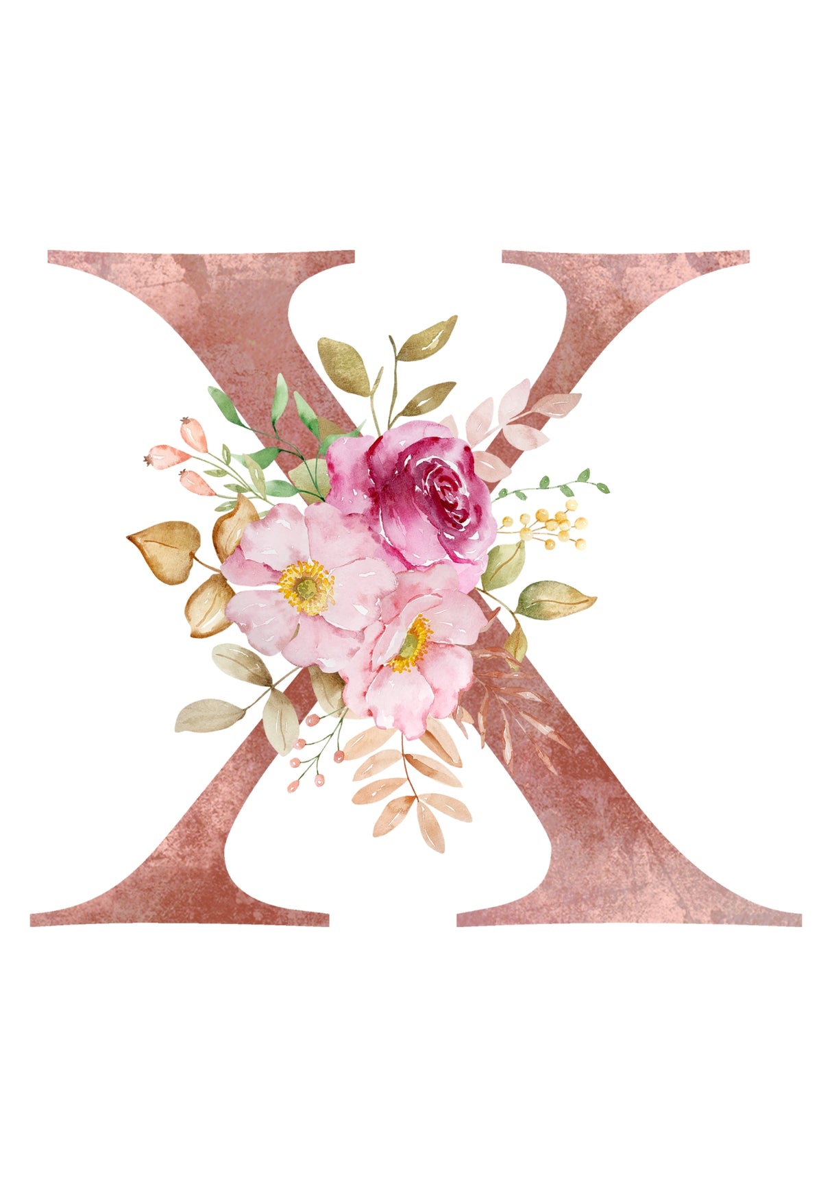 Personalised Tote Bags - Pink Floral Initial Design (A-Z)