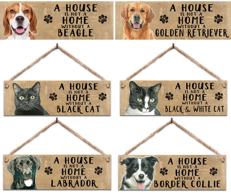 Dogs Cats Pets Wooden Hanging Sign Gift Plaque - Various Designs