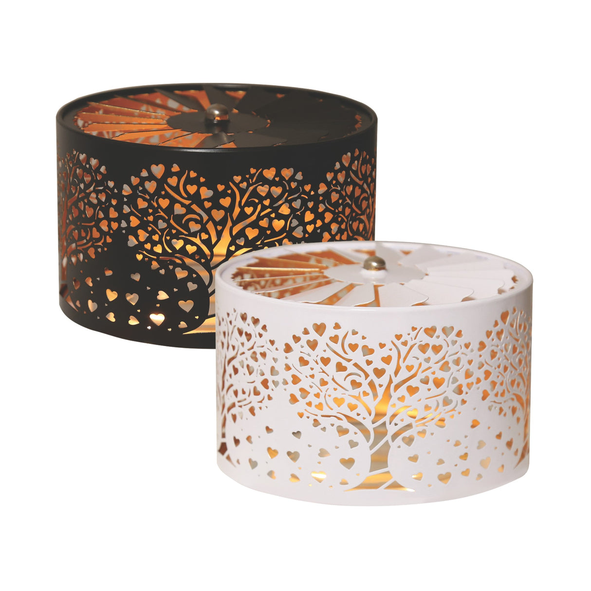 Aroma Jar Candle Metal Silhouette Carousel Shade Heart Tree Design - 