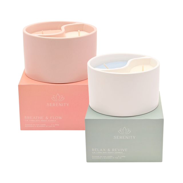 Serenity Wellbeing Yin Yang Duo Scent Ceramic Candle - Various Fragrances