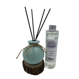 Woodside Round Green Pastel Ceramic Reed Diffuser Vase with Woodside Luxury Refill