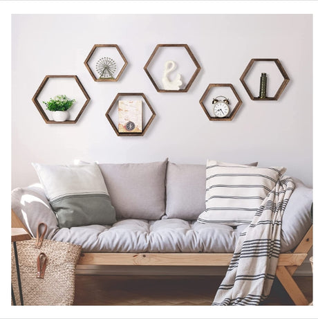 Woodside Home Living Honeycomb Hexagon Shelves - Set of 6 DW