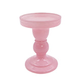Pink Glass Pillar Candle Holder - Medium