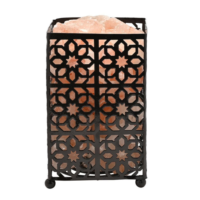 Serenity Himalayan Rock Salt Moroccan Metal Basket Lamp