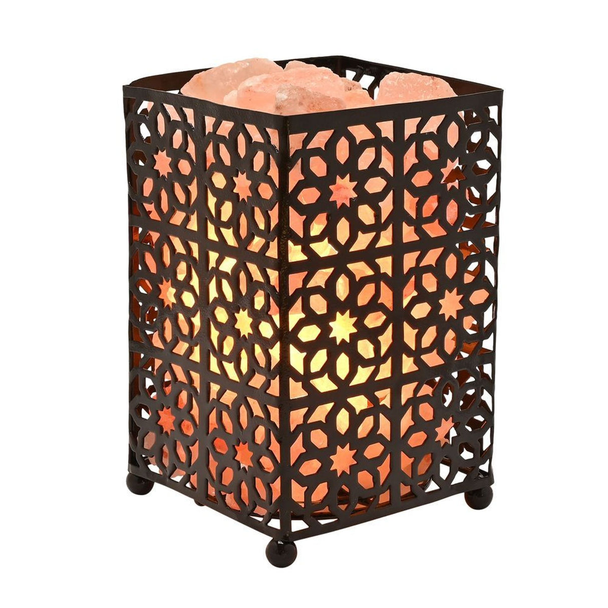 Serenity Himalayan Rock Salt Moroccan Metal Basket Lamp