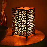 Serenity Himalayan Rock Salt Moroccan Metal Basket Lamp