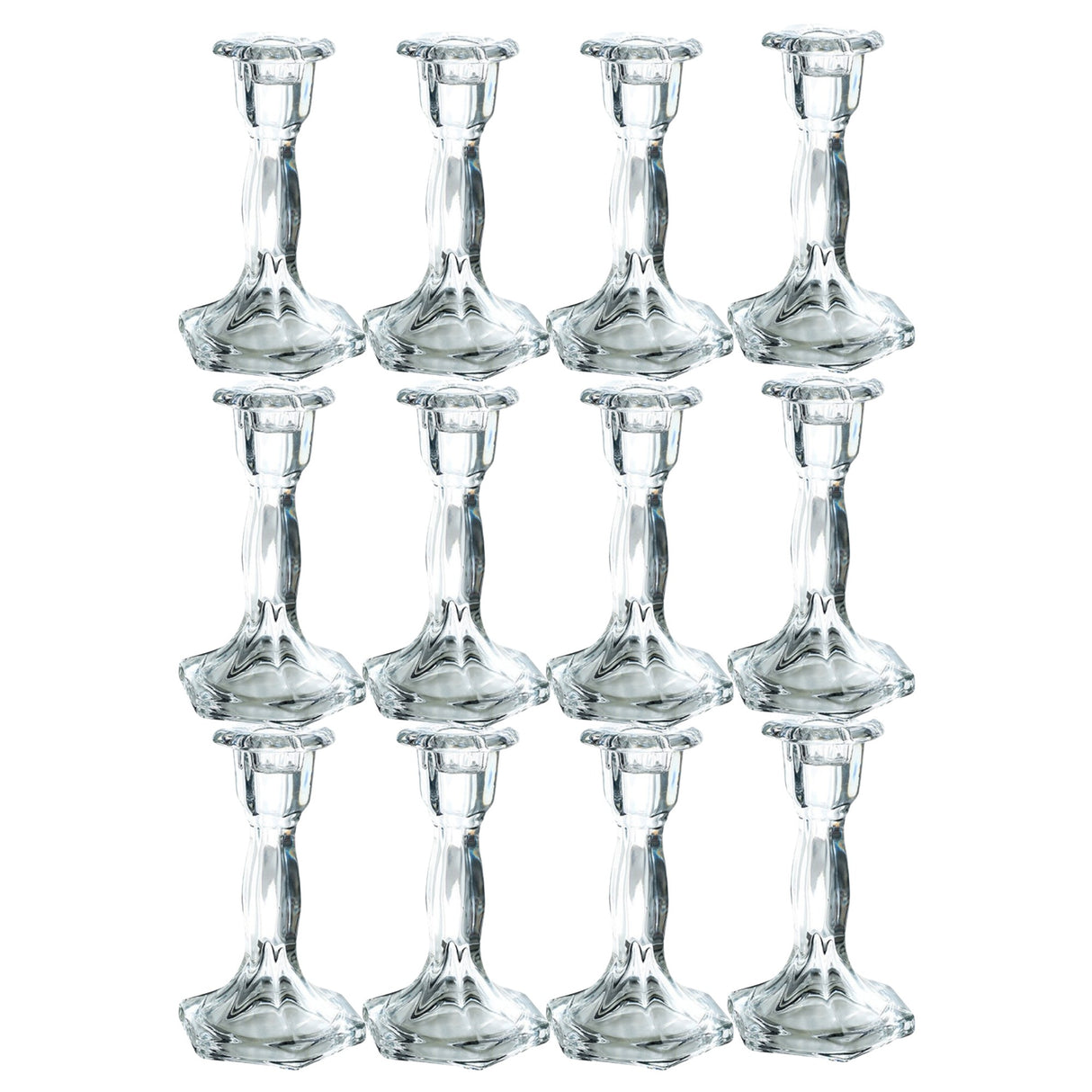 Woodside Home Living Hexagon Base Clear Glass Candle Holders - Various Sets