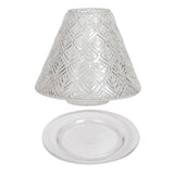 Aroma Jar Candle Leaf Patterned Glass Shade & Tray Set  Various Colours