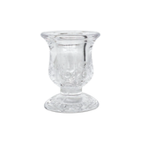 Clear Glass Candlestick Holders (6cm) - Flower Design