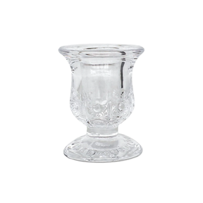 Clear Glass Candlestick Holders (6cm) - Flower Design