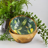 Handcrafted Lemons & Leaves Mango Wooden Bowl 20cm