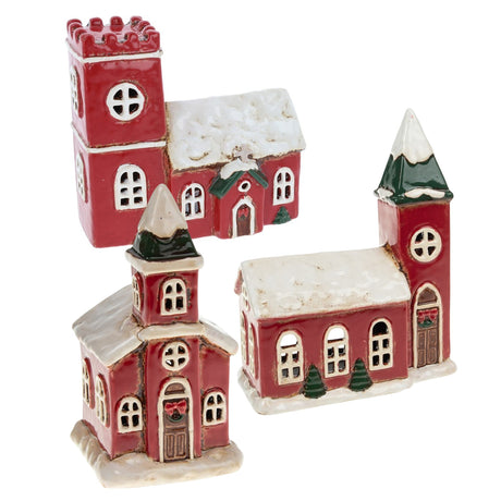 Village Pottery Christmas Collection Tea Light Holders - Various Churches