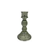 Satchville Ribbed Glass Dinner Candle Holders - Vintage Green