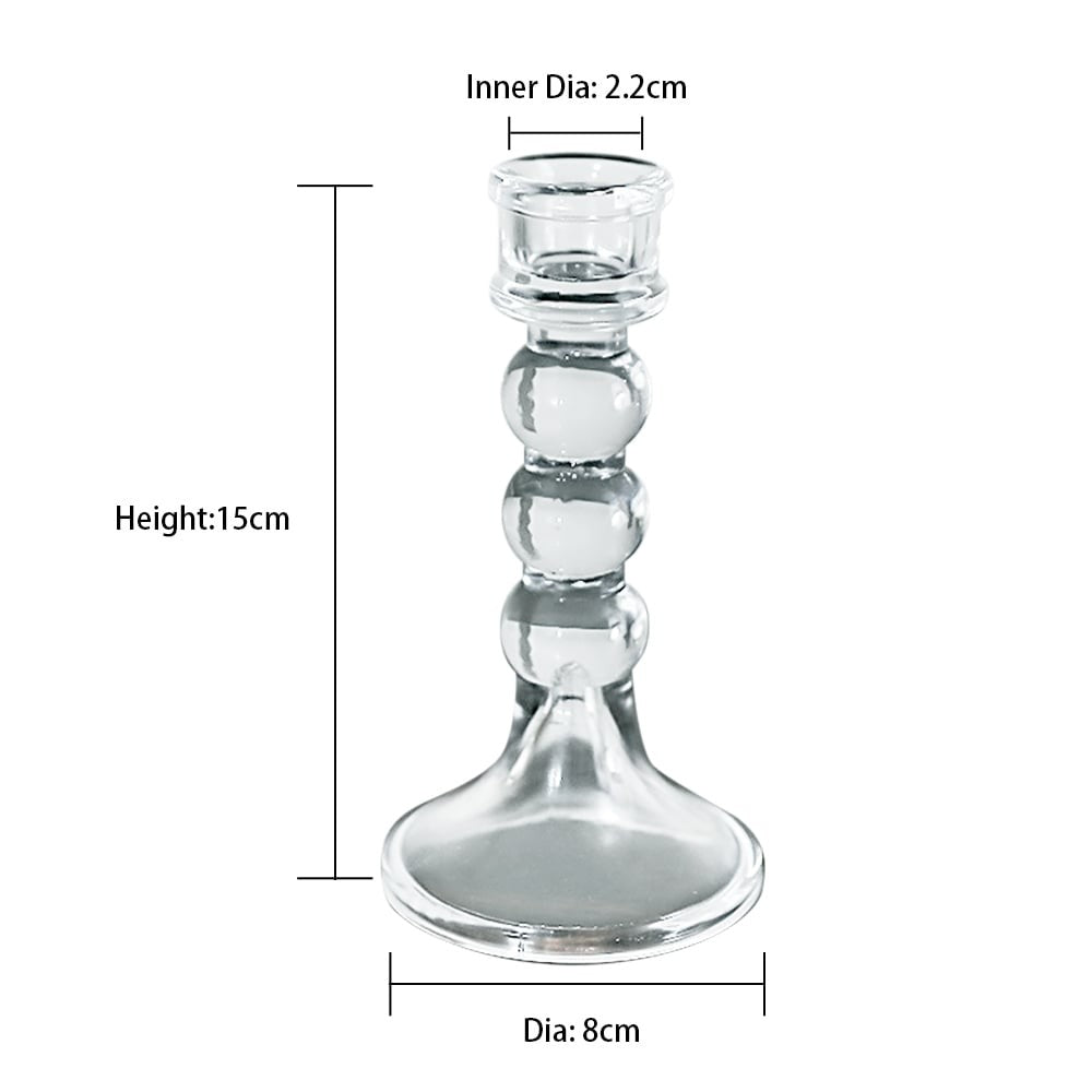 Glass Dinner Candle Holder Smooth Design - Various Sizes