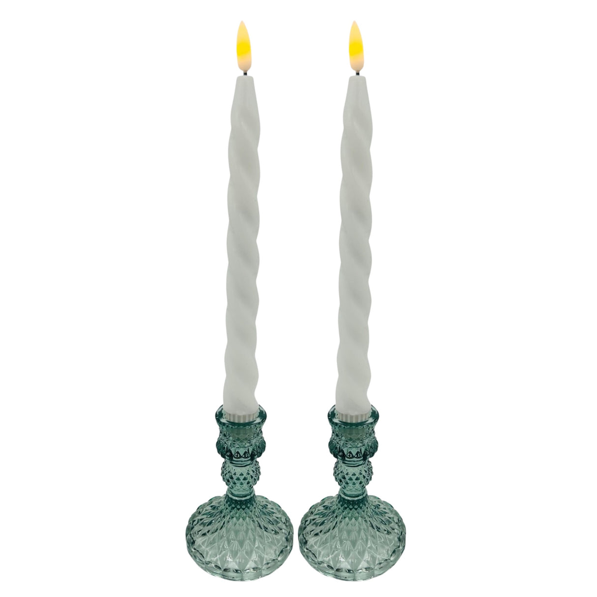 Pale Glass Small Candlestick Candle Holder Set of 2 - Various Colours