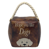 Brown Faux Leather Doorstop - Dogs