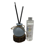 Woodside Round Blue Pastel Ceramic Reed Diffuser Vase with Woodside Luxury Refill