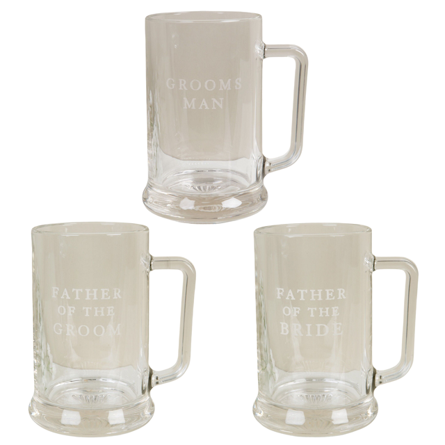 Amore Wedding Party Glass Tankard - Various Designs