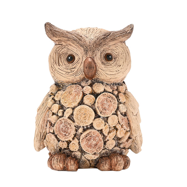 Country Living Wood Log Effect Owl Figurine
