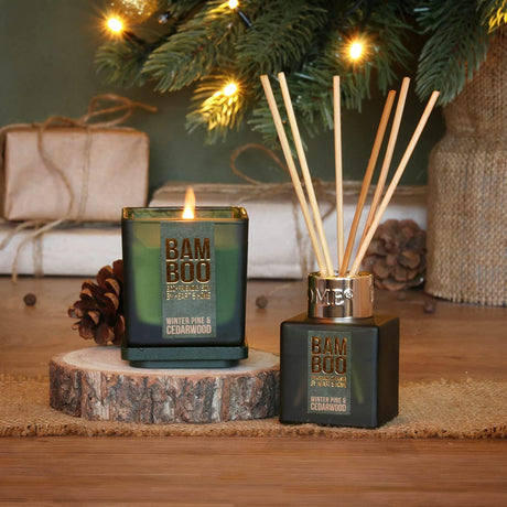 Heart & Home Gift Set - Bamboo Small Jar Candle & Mini Diffuser