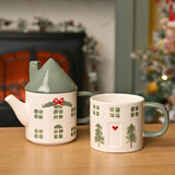 Christmas Tea for One House Shaped Teapot & Mug Set - lifestyle