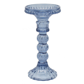 Blue Glass Candle Holders (larger) (cm) - Various Sets