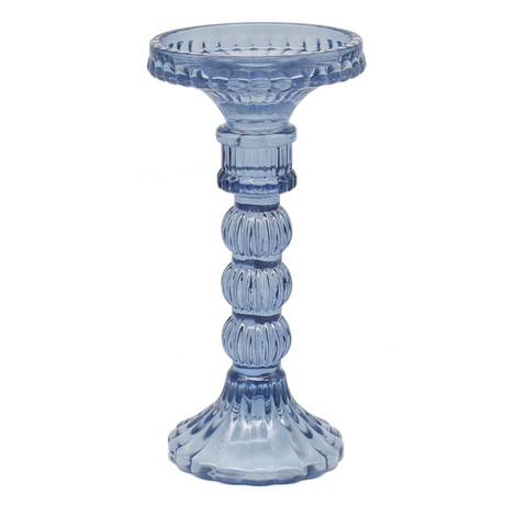 Blue Glass Candle Holders (larger) (cm) - Various Sets