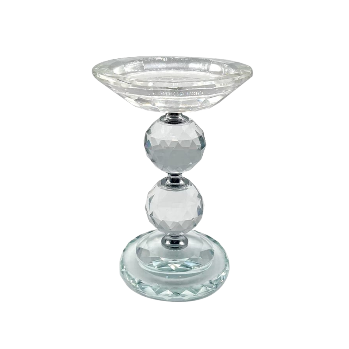 Glass Pillar Candle Holder Crystal Ball Design - Various Sizes