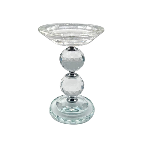 Glass Pillar Candle Holder Crystal Ball Design - Various Sizes