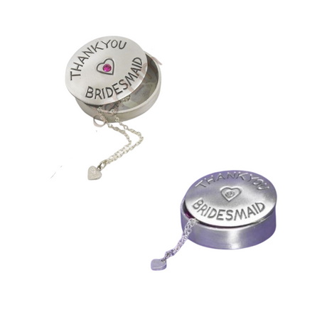 Pewter Trinket Box with Gemstone - Thank You Bridesmaid