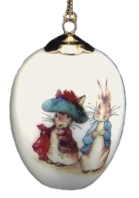 Reutter Porcelain Beatrix Potter Peter Rabbit Hanging Egg Peter & Benjamin Bunny