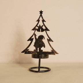 Christmas Tree Metal Tealight Candle Holder - Santa