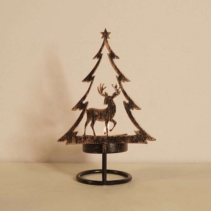 Christmas Tree Metal Tealight Candle Holder - Reindeer