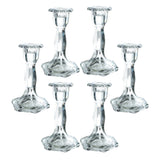 Woodside Home Living Hexagon Base Clear Glass Candle Holders - Various Sets
