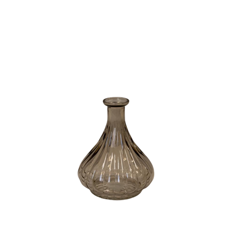 Ribbed Glass Bud Vase - Smokey Brown 