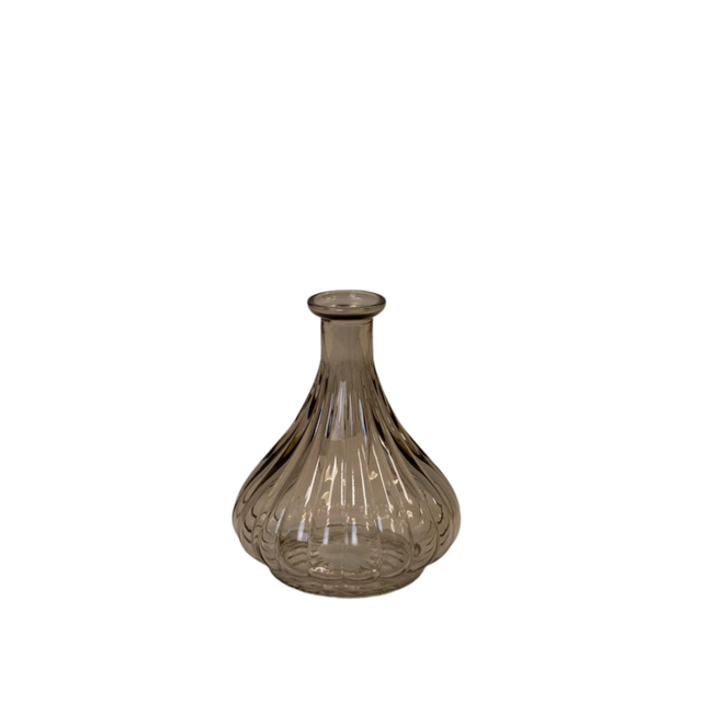 Ribbed Glass Bud Vase - Smokey Brown 