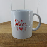 Heart & Flowers Design Mugs - Red