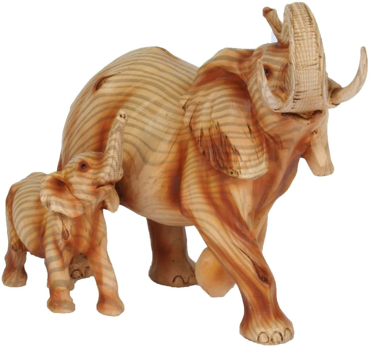 Naturecraft Wood Effect  Figurine - Elephant & Calf