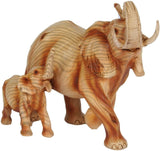 Naturecraft Wood Effect  Figurine - Elephant & Calf