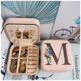 Krystina's Collection Pink Travel Jewellery Box with Floral Initial - Various Letters  